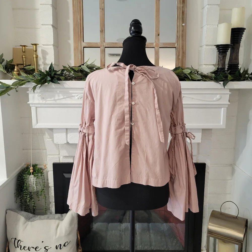 Free People So Obviously Yours Bell Sleeve In Blush Pink Bohemian Top Size Small - Picture 2 of 7